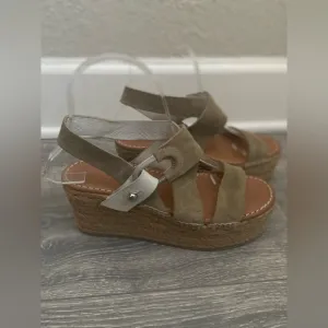 Rag &amp; Bone August Suede Beige Leather Espadrilles Platform Sandals EU 36/US 6