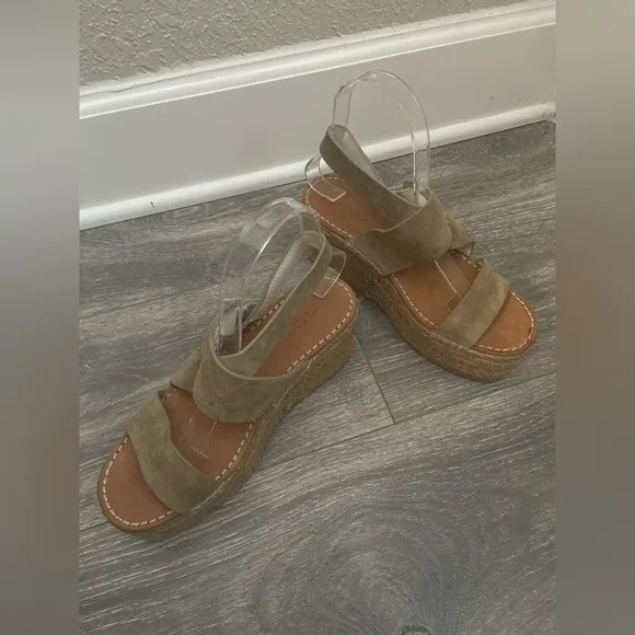 Rag &amp; Bone August Suede Beige Leather Espadrilles Platform Sandals EU 36/US 6