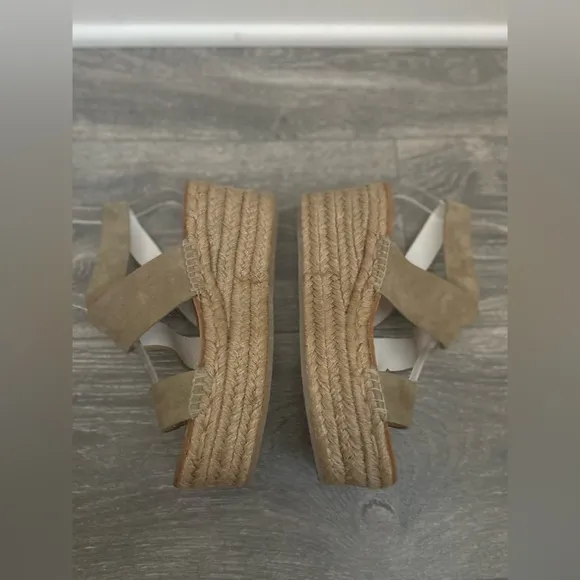 Rag &amp; Bone August Suede Beige Leather Espadrilles Platform Sandals EU 36/US 6