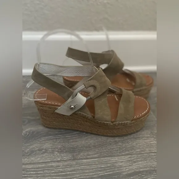 Rag &amp; Bone August Suede Beige Leather Espadrilles Platform Sandals EU 36/US 6