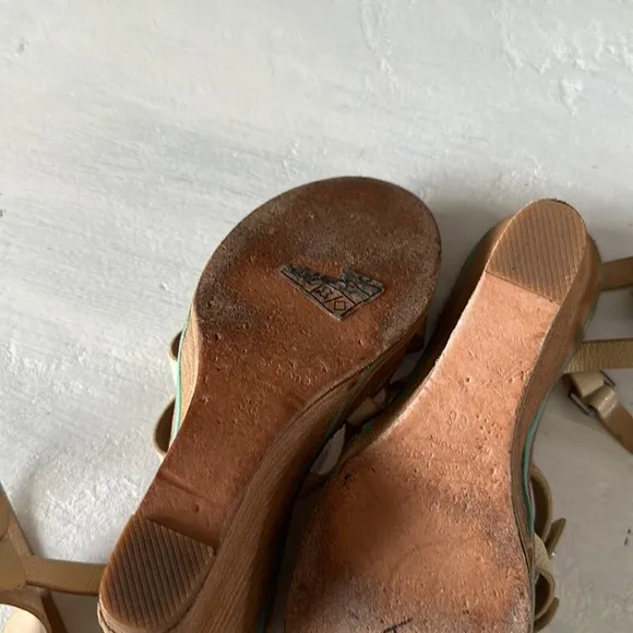Rag &amp; Bone Pebble Leather Size 6 Made New York Womens Wedge Sandal Strappy Cream