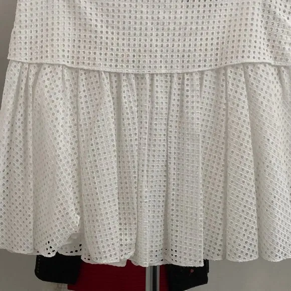 RAG &amp; BONE White Cotton Perforated A-Line Skirt