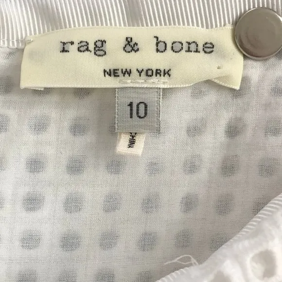 RAG &amp; BONE White Cotton Perforated A-Line Skirt