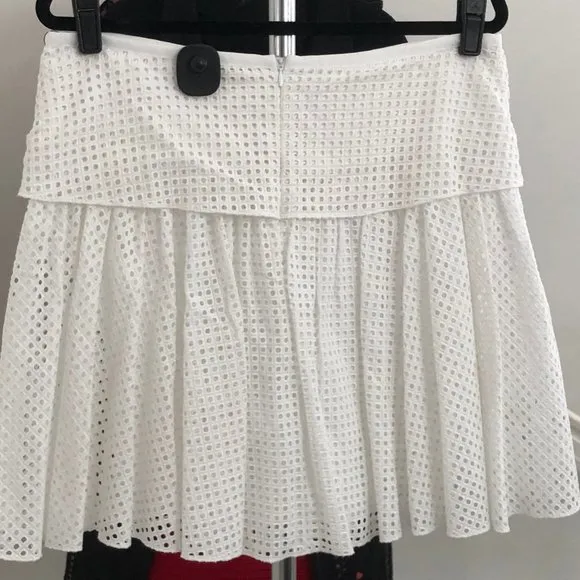 RAG &amp; BONE White Cotton Perforated A-Line Skirt