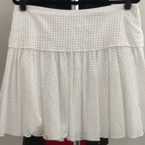 RAG &amp; BONE White Cotton Perforated A-Line Skirt