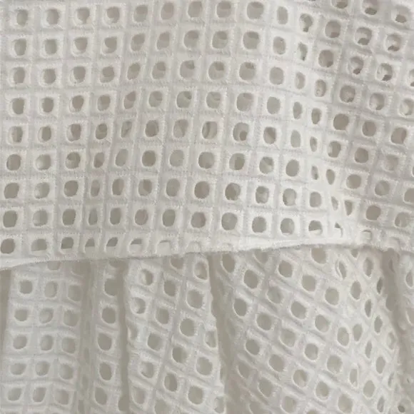 RAG &amp; BONE White Cotton Perforated A-Line Skirt