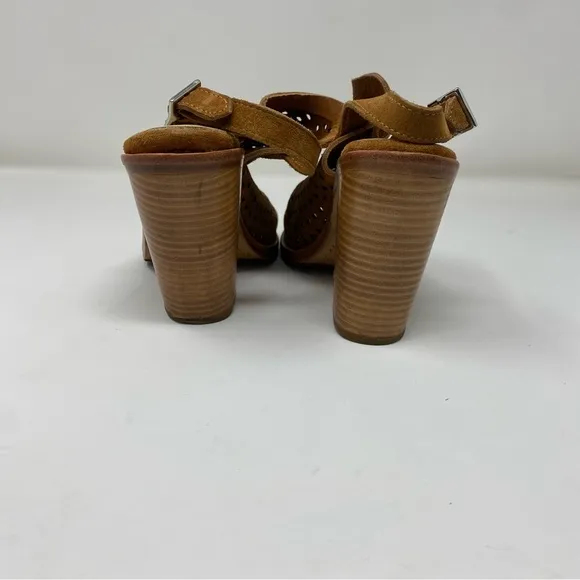 Rag &amp; Bone Wyatt Chunky Heel Slingback Sandal Womens Sz 39.5 Perforated suede