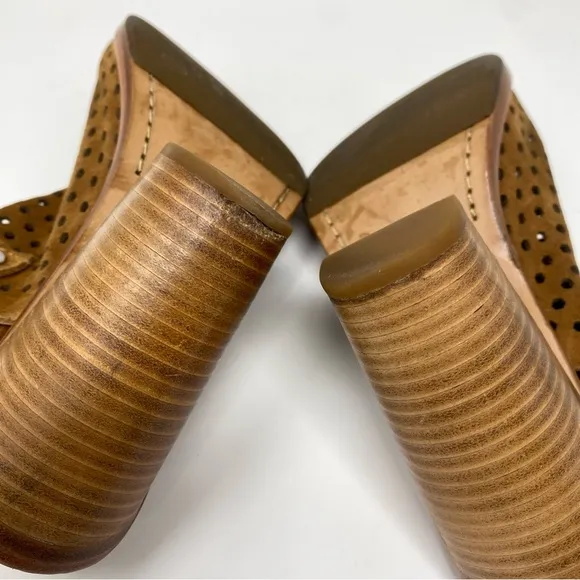 Rag &amp; Bone Wyatt Chunky Heel Slingback Sandal Womens Sz 39.5 Perforated suede