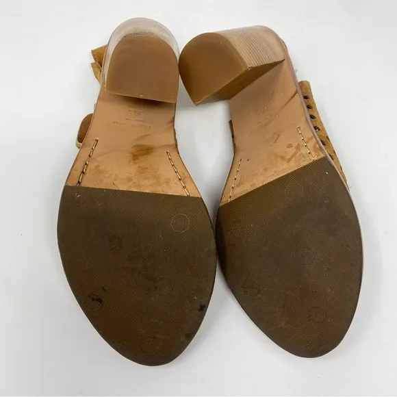 Rag &amp; Bone Wyatt Chunky Heel Slingback Sandal Womens Sz 39.5 Perforated suede