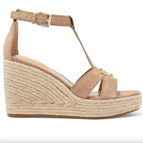 Ralph Lauren Hale Wedge Sandals Khaki Size 8.5 NWT
