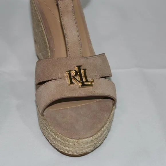 Ralph Lauren Hale Wedge Sandals Khaki Size 8.5 NWT