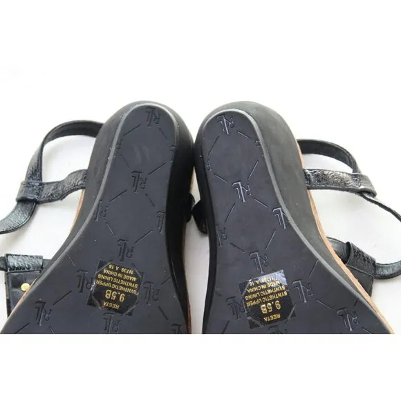 Ralph Lauren Reeta T-Strap Thong Wedge Sandal Women's Sz 9.5 B Shoes