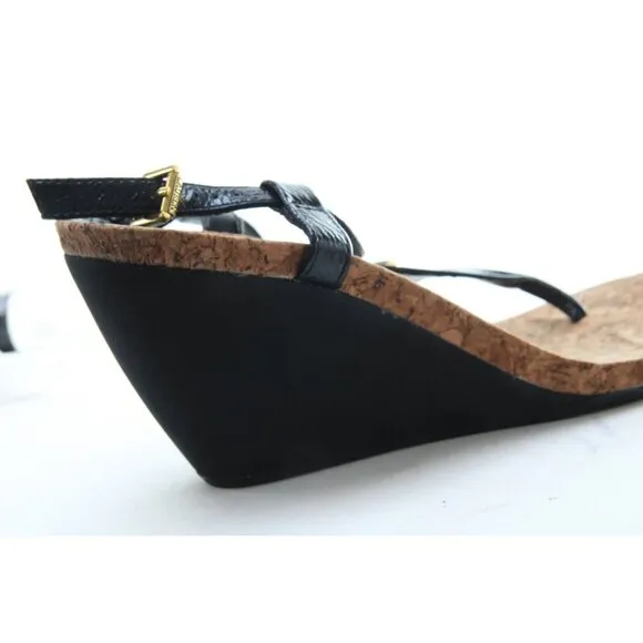 Ralph Lauren Reeta T-Strap Thong Wedge Sandal Women's Sz 9.5 B Shoes