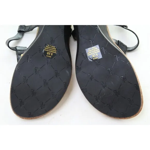 Ralph Lauren Reeta T-Strap Thong Wedge Sandal Women's Sz 9.5 B Shoes