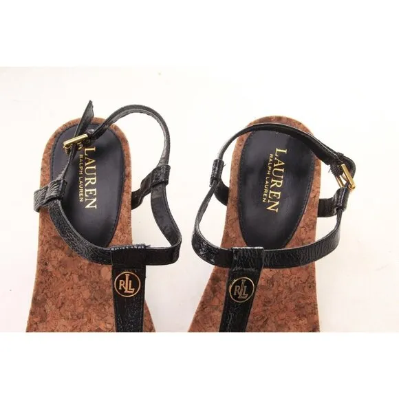 Ralph Lauren Reeta T-Strap Thong Wedge Sandal Women's Sz 9.5 B Shoes