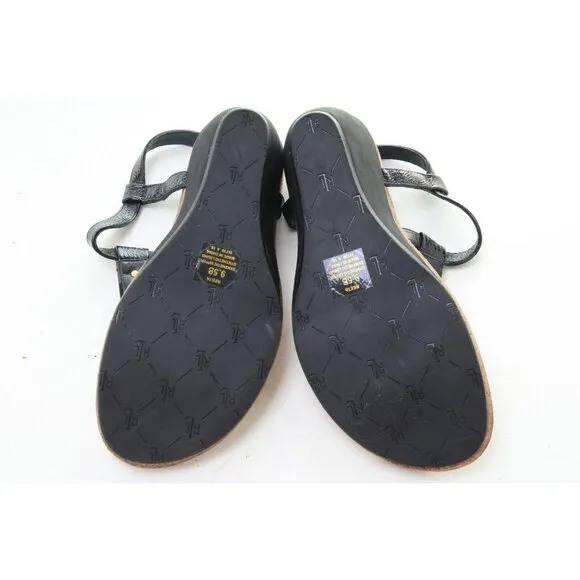Ralph Lauren Reeta T-Strap Thong Wedge Sandal Women's Sz 9.5 B Shoes