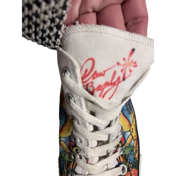 Rare Converse   Drew Brophy Art White Colorful Low Top Limited Edition Sneakers