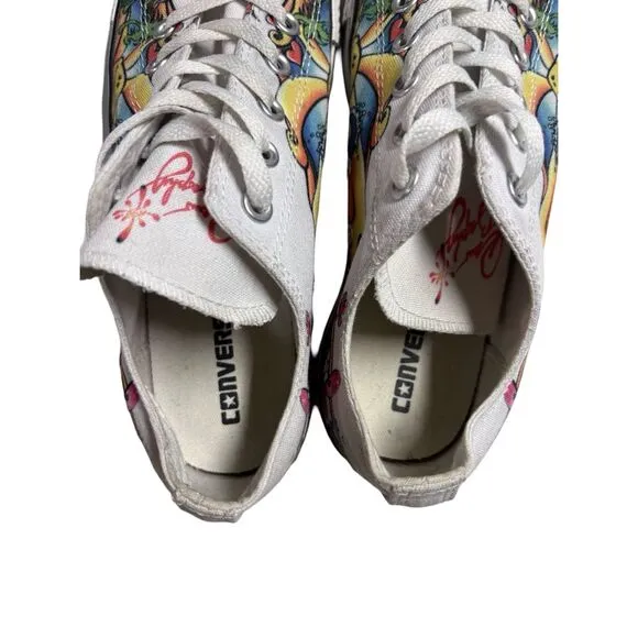 Rare Converse   Drew Brophy Art White Colorful Low Top Limited Edition Sneakers