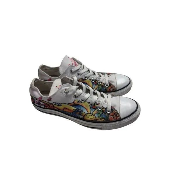 Rare Converse   Drew Brophy Art White Colorful Low Top Limited Edition Sneakers