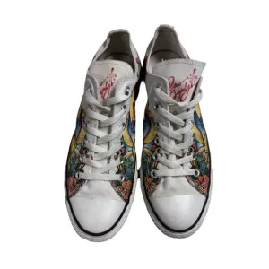 Rare Converse   Drew Brophy Art White Colorful Low Top Limited Edition Sneakers