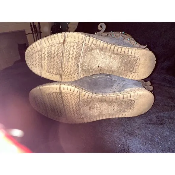 RARE EL VAQUERO SIDNEY HIDDEN WEDGE BEADED MOCCASIN LEATHER BOOTS 38