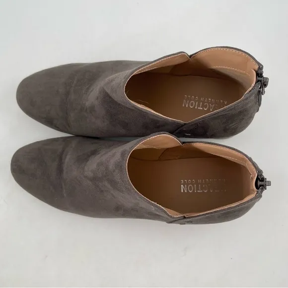 Reaction Kenneth Cole Side Skip Gray Ankle Back Zip Booties - Size 7.5