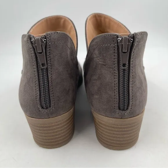 Reaction Kenneth Cole Side Skip Gray Ankle Back Zip Booties - Size 7.5