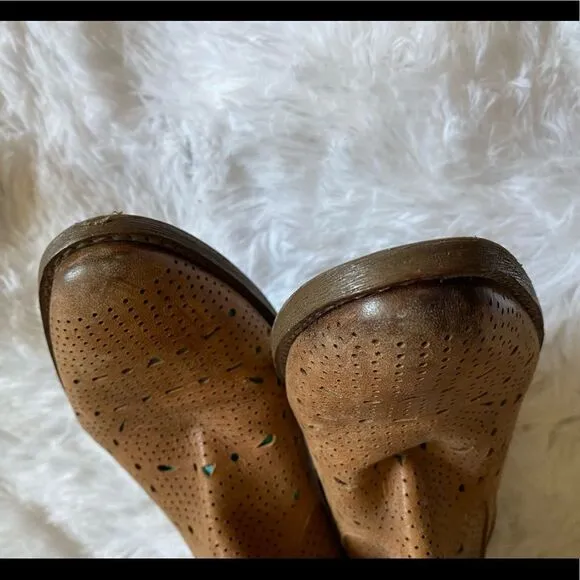 Reba Cowboy Boots Size 7 Leather Western Coastal Cowgirl Cutout Teal Underlay