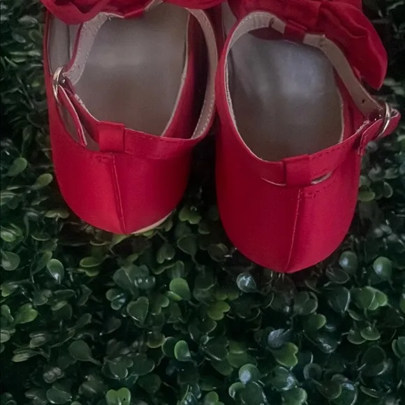 Red Bow T-Strap Shoes