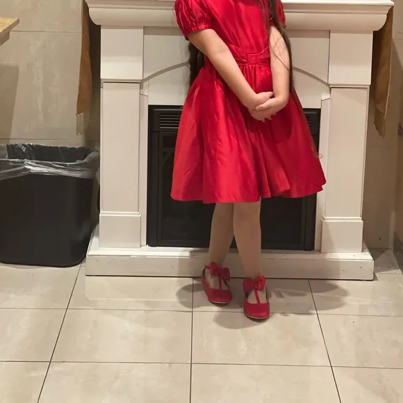 Red Bow T-Strap Shoes