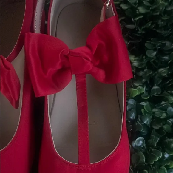 Red Bow T-Strap Shoes