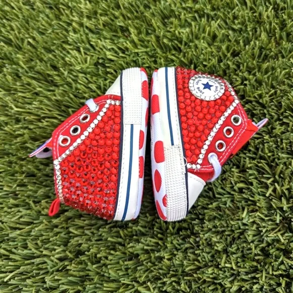 Red Custom Character Hand Embellished Baby Shoes