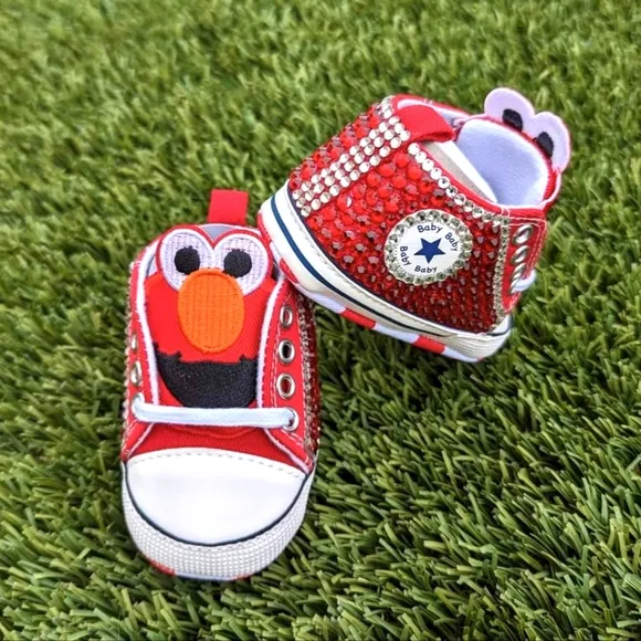 Red Custom Character Hand Embellished Baby Shoes