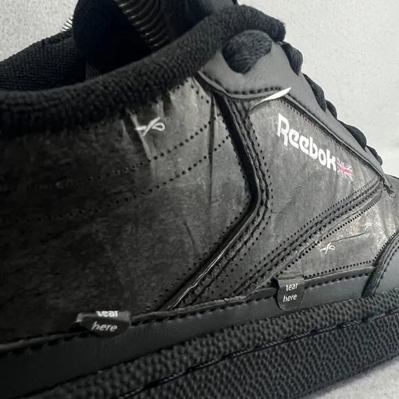 Reebok Club C 85 X U Tennis-Tear Away-Low Sneaker Shoe-Black-RARE-Women 6-NWT