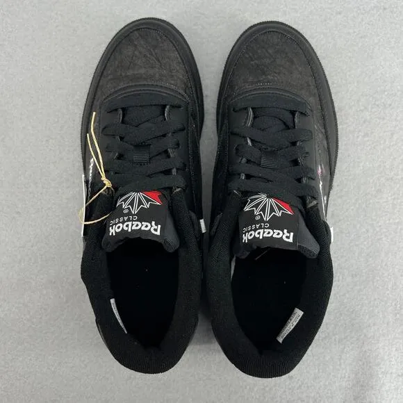 Reebok Club C 85 X U Tennis-Tear Away-Low Sneaker Shoe-Black-RARE-Women 6-NWT
