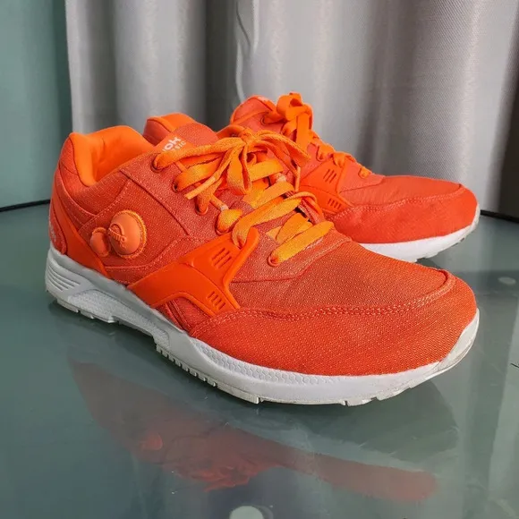 Reebok Pump Running Dual Tech Solar Neon Orange White Sz 8.5