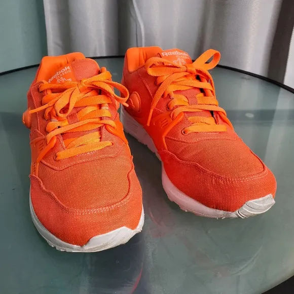 Reebok Pump Running Dual Tech Solar Neon Orange White Sz 8.5