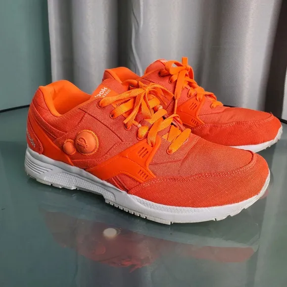 Reebok Pump Running Dual Tech Solar Neon Orange White Sz 8.5