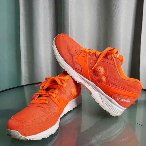 Reebok Pump Running Dual Tech Solar Neon Orange White Sz 8.5
