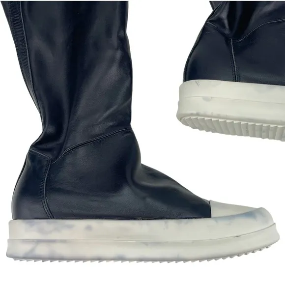 RICK OWENS Womens IT(36) US(5.5) Black Leather Sneaker Stocking Boots Punk