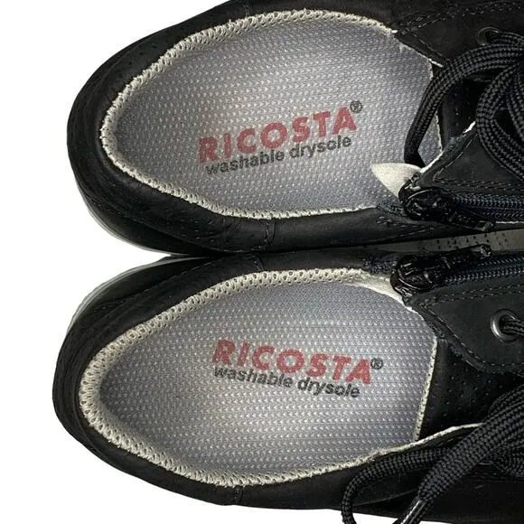 Ricosta German-made Suede Leather Sneaker Shoes Comfortable black- 41/9.5