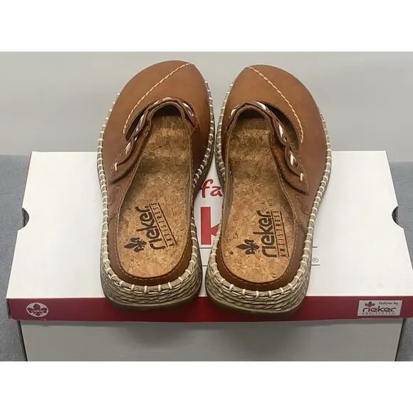 Rieker Women's Daisy 68 Mary Jane Style Comfort Mule Shoes Size 39/US 8 Brown