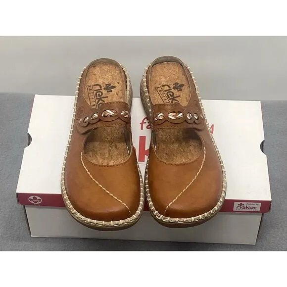Rieker Women's Daisy 68 Mary Jane Style Comfort Mule Shoes Size 39/US 8 Brown