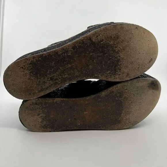 ROBERT CLERGERIE bronze leather platform Wedge sandals 39‎ Patent Trim Women 8.5