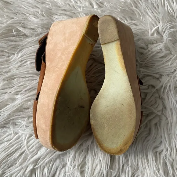 Robert Clergerie Brown Color Block Suede Slingback Open Toe Platform Sandals 6