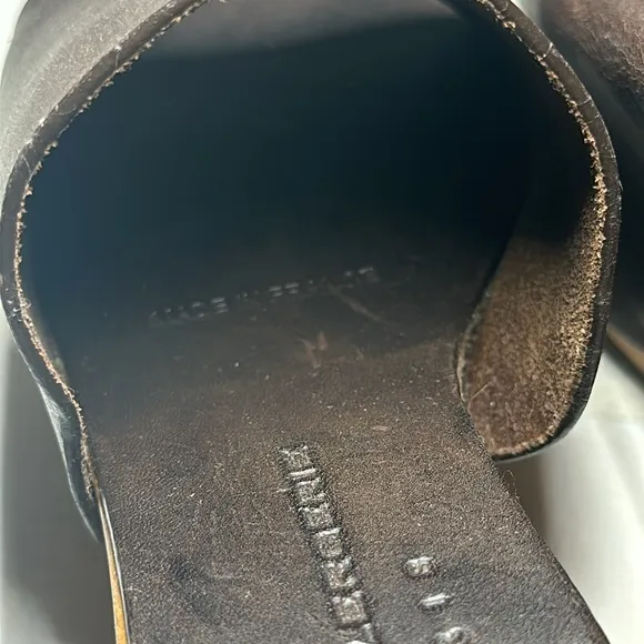 Robert Clergerie Wooden Platform Sandals Brown Leather, size 6.5 W