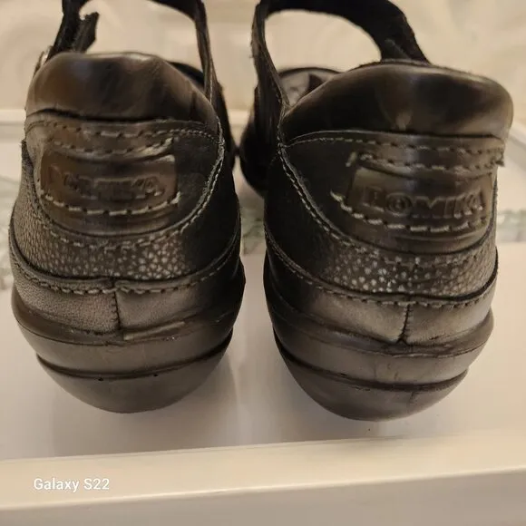 Romika Black Leather &quot;Cassie 50&quot; Mary Janes. NIB. Size EU 38/US 7-7.5