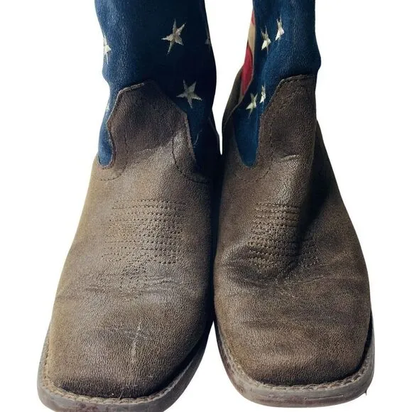 Roper Big Kids 5 American Patriotic Cowboy Boots Unisex Flag