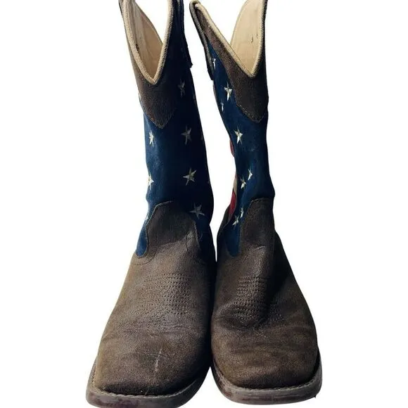 Roper Big Kids 5 American Patriotic Cowboy Boots Unisex Flag