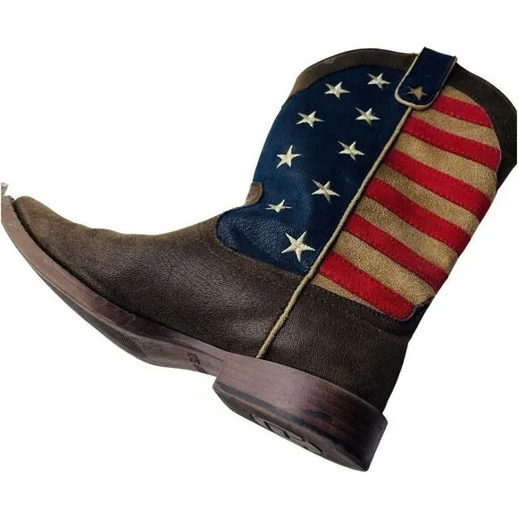Roper Big Kids 5 American Patriotic Cowboy Boots Unisex Flag